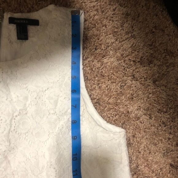 FOREVER21 knit Sleeveless white blouse double layer lace - Picture 14 of 14